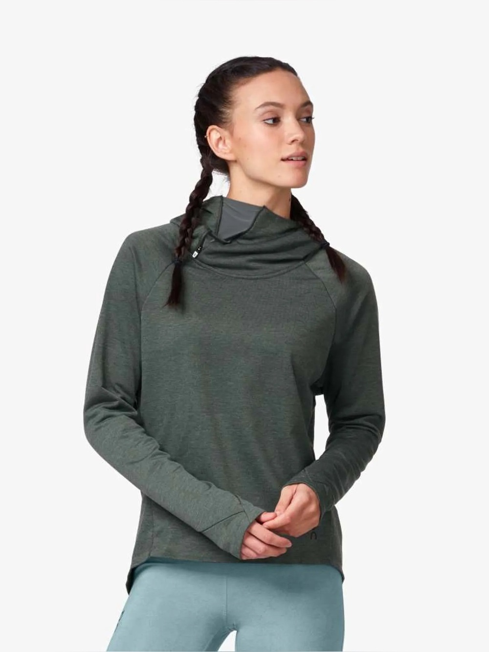 On Cloud Women’s On Running Technical Hoodie Size XS Beluga Green Gym Workout